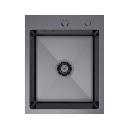 Küchenspüle aus Edelstahl, 40 x 50 cm, Graphit, Einzelschüssel mit Siphon, leicht zu reinigen, handgefertigte Spüle für die Küche