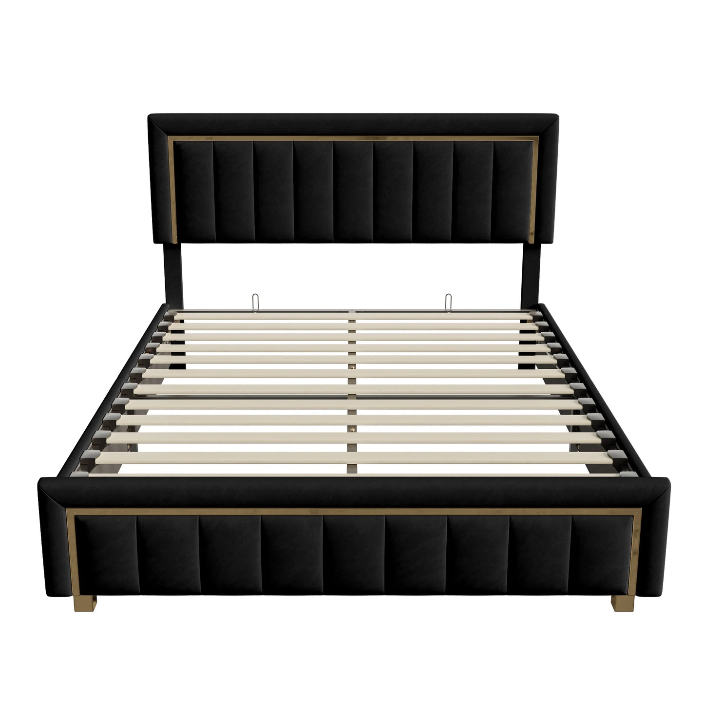 Polsterbett 140x200 Doppelbett mit Stauraum, Bett mit Lattenrost und Hydraulisch Stauraumbett Rückenlehne Bettgestel Jugendbett