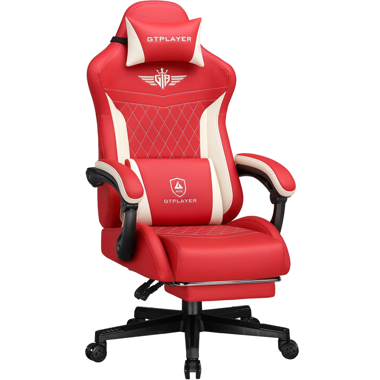 GTPLAYER Gaming Stuhl, Ergonomischer Gamer Stuhl aus Kunstleder-Stoff mit Lendenwirbelstütze, PC-Stuhl mit verbreiterter Rückenl