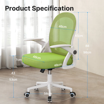 Office Chair Ergonomic Desk Chair Gaming Chairs Mid-Back Mesh Chair Flip-up Armrests Lumbar Support for Home Office