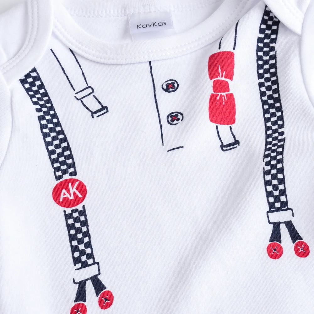 3 Stücke Baby Jungen Kleidung Neugeborenen Bebe Jungen Strampler Set Krawatte Drucken Langarm Cartoon 100% Baumwolle Body Overall Kleidung 3 ~ 24 Mt.