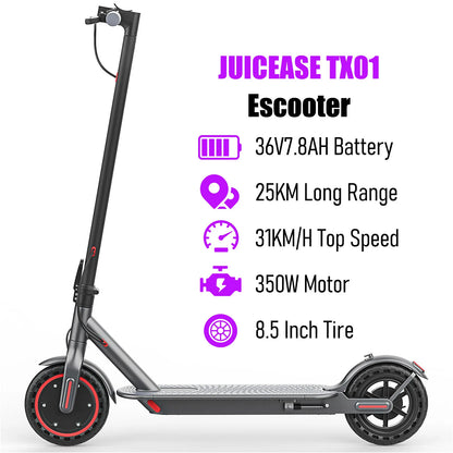 JUICEASE TX01 Electric Scooter for Adults 7.8Ah 350W Powerful Motor up to 31KM/H Speed Electric Scooter with APP 8.5 Inch Tire.