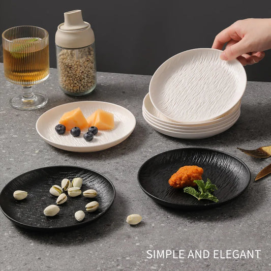 INS Stone Grain Bone Plate Relief Premium Steak Dining for Simple western Food Plate Salad Plate Special Look Household Items.
