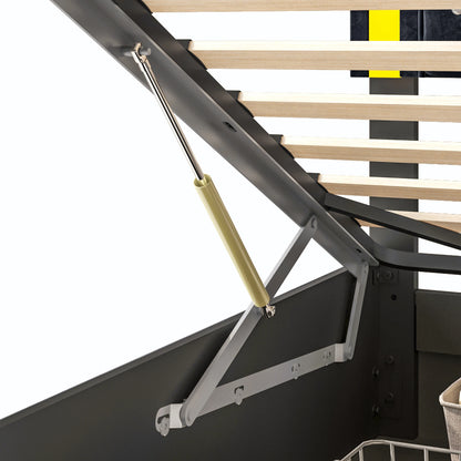 Rosahqnda Doppelbettgestell 140–160–180 x 200 cm, verstellbares LED-Kopfteil, hydraulisches Bett mit Stauraum, gepolstertes Jugendbett, Samt