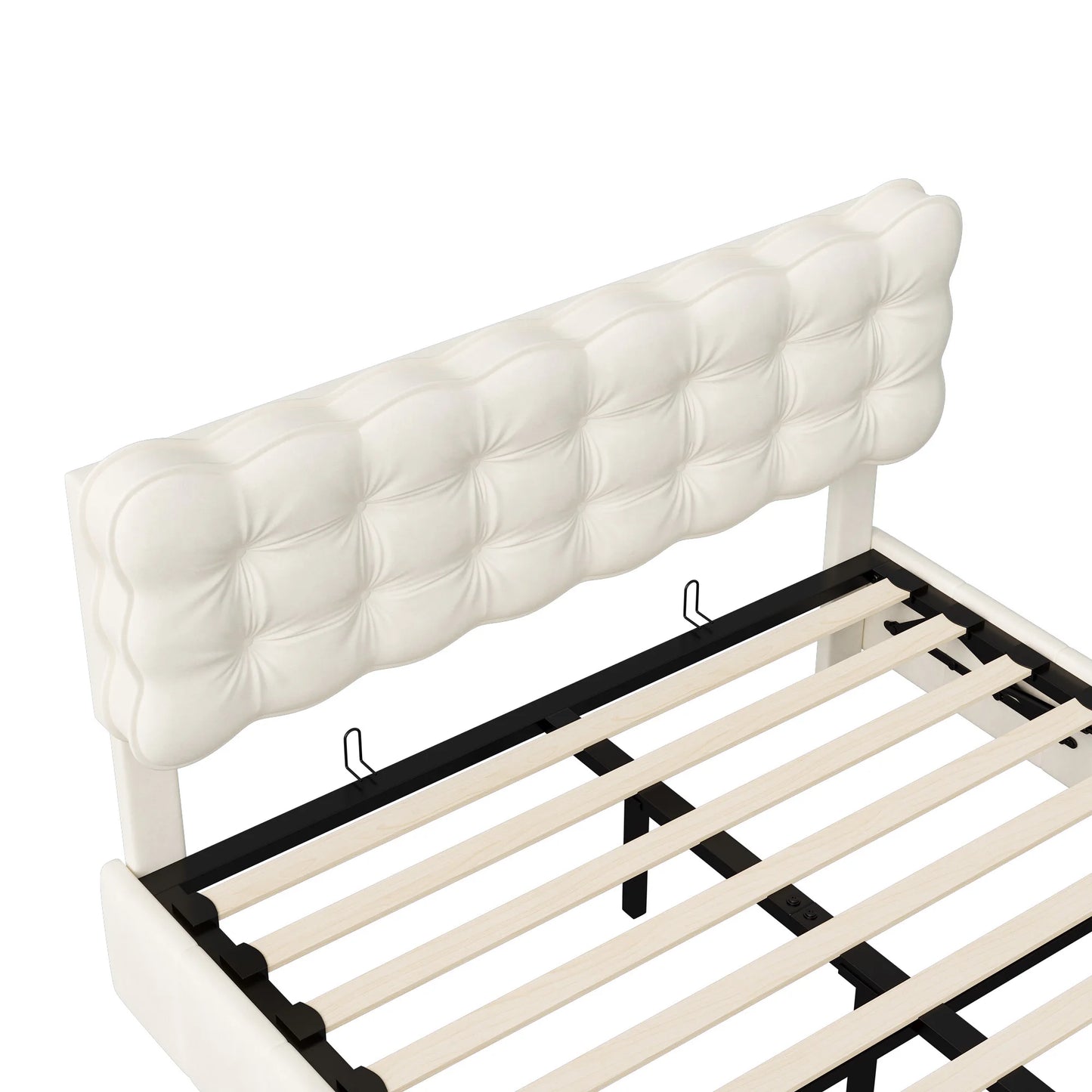 Rosahqnda Hydraulisches Doppelbett 140-160*200 cm mit Sensorlicht und Stauraum, Gepolstertes Gästebett, Hauptschlafzimmer, Samt