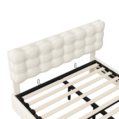 Rosahqnda Hydraulisches Doppelbett 140-160*200 cm mit Sensorlicht und Stauraum, Gepolstertes Gästebett, Hauptschlafzimmer, Samt