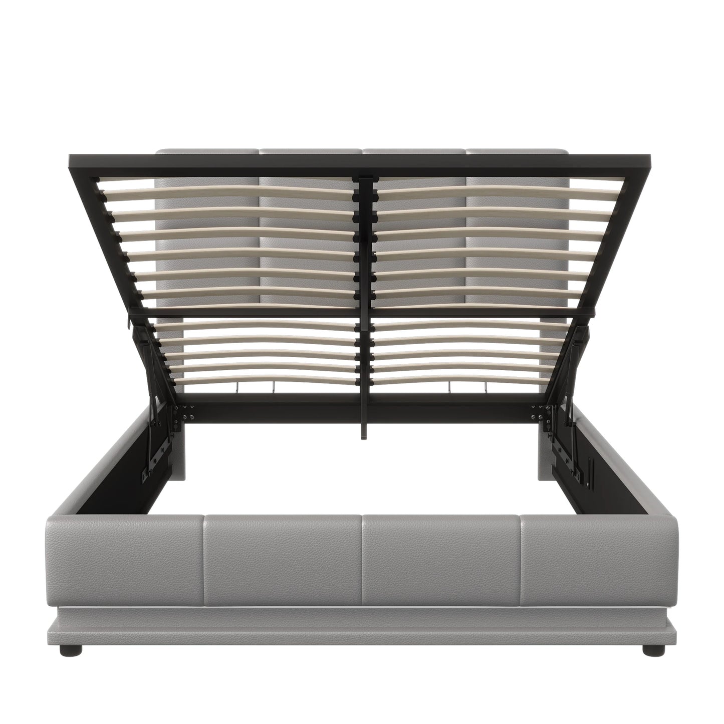Rosahqnda Hydraulischer Doppelbettrahmen 140*190cm mit LED, Verstellbares Kopfteil, Stauraumbett 140*200cm, Polsterbett, PU
