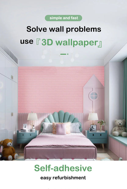 Pvc Brick Pattern Self-adhesive Wallpaper DIY Room Decor 1-10pcs 70cmX1m Waterproof Wall Stickers 3D Modern Home Decoration