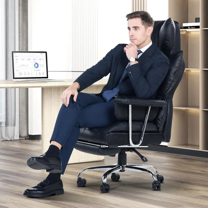 naspaluro Executive Office Chair Desk Chair PU Computer Recliner Ergonomic Office Chair with Footrest Heavy Duty Leather Office