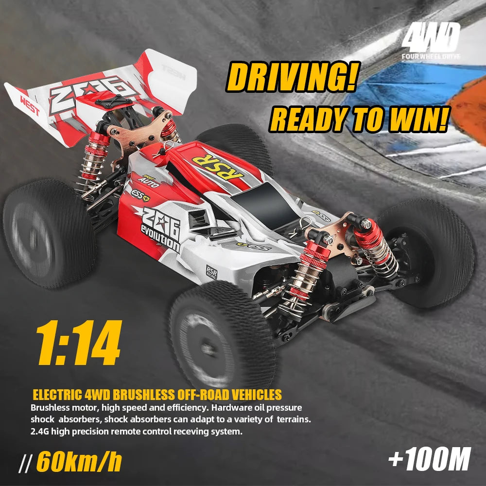 WLtoys 144010 144001 75KM/H 2.4G RC Car Brushless 4WD Electric High Speed Off-Road Remote Control Drift Toys for Children Racing.