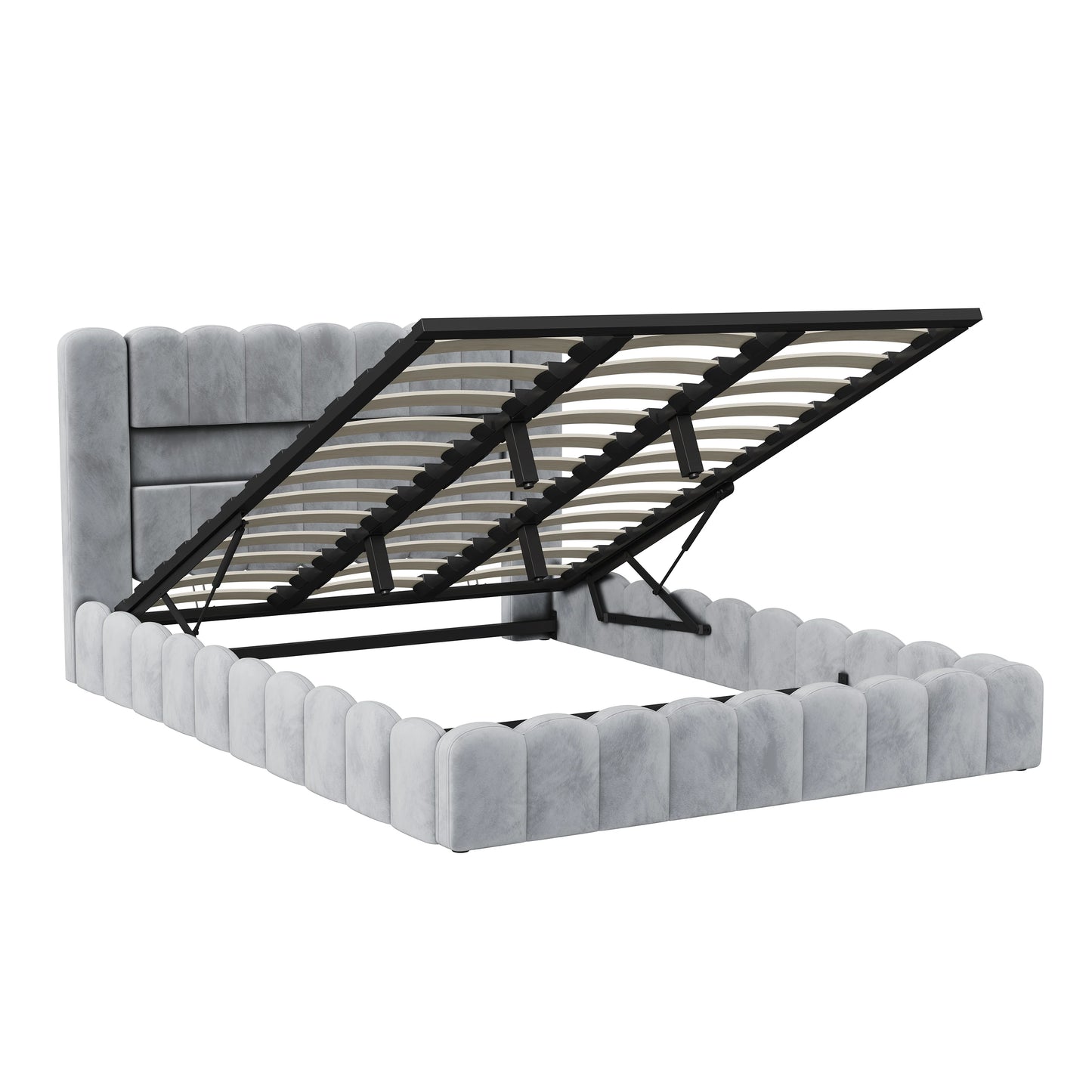 Rosahqnda Polsterbett 180 x 200 cm, gepolsterter Doppelbettrahmen mit Kopfteil für Schlafzimmer und Jugendzimmer, Lattenrost aus Holz