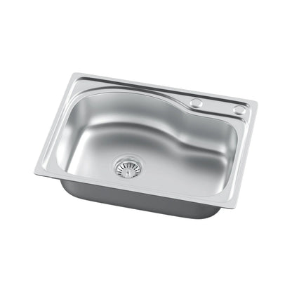 58 x 43 cm große Küchenspüle aus silbernem Inox-Edelstahl mit Abflussbaugruppe – obere Montage für Zuhause