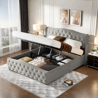 Rosahqnda hydraulisches Bett im modernen Stil, Stilvolles Doppelbett für Jugendliche, Kinder und Erwachsene, ohne Matratze