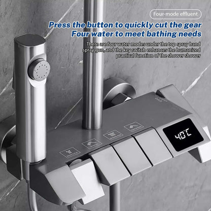 Bathroom showroom Set Gun gray Piano Digital Display Home Bathroom Shower Shore Steel Ultra Thin show Head