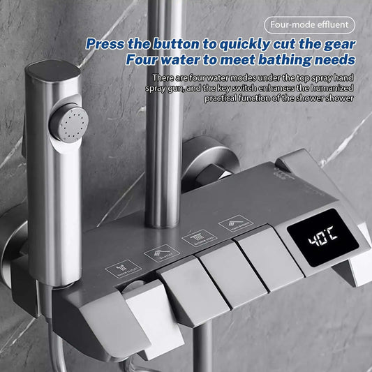 Bathroom showroom Set Gun gray Piano Digital Display Home Bathroom Shower Shore Steel Ultra Thin show Head