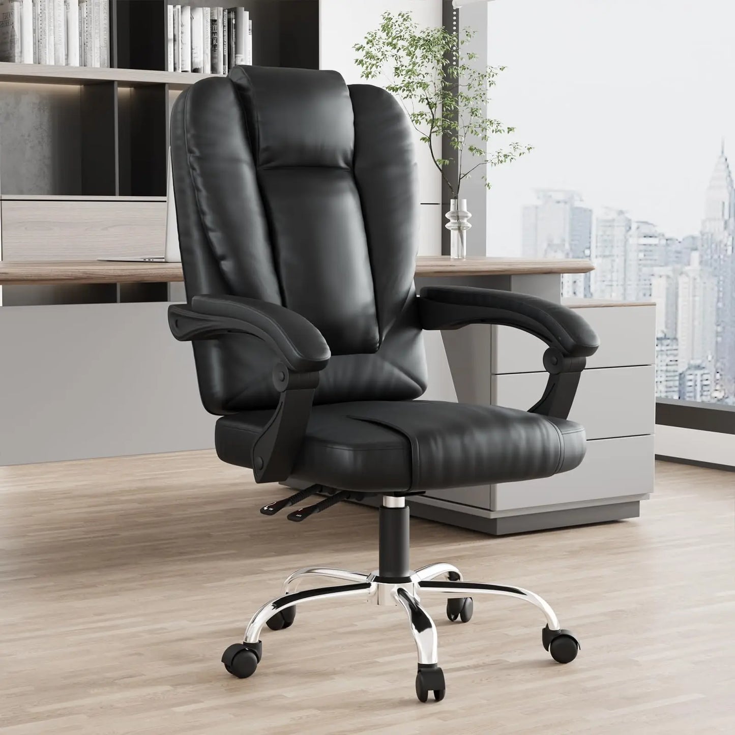 Ergonomic Office Chair PU Leather Desk Chair Spring Pad Design High Backrest Adjustable Executive Chair Swivel Chair