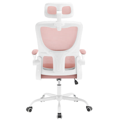 WOLTU Drehbarer Bürostuhl, ergonomischer Netz-Schreibtisch, Computerstuhl, höhenverstellbar, Schaukelfunktion, umkehrbare Armlehnen, Kopfstütze