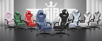 GTPLAYER Gaming Stuhl, Ergonomischer Gamer Stuhl aus Stoff mit Lendenwirbelstütze, PC-Stuhl mit verbreiterter Rückenlehne