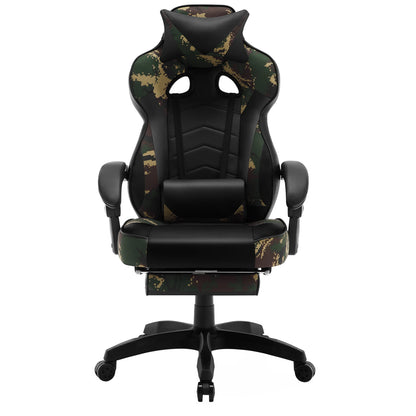 WOLTU Drehbarer Gaming-Rennstuhl, Schreibtisch, Büro, Computerstuhl, Sportsitz mit Kopfstütze, Lendenkissen, Fußstütze, Gamer-Stuhl