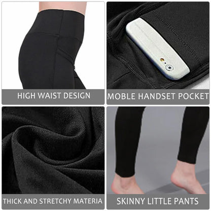 Winter Tummy Control Solid Color High Waist Women Fitness Leggings Push Up Pockets Butt Lift Yoga Pants Sport Running Woman Pant.