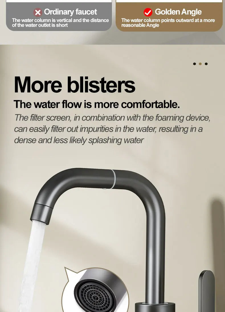 Copper universal faucet, washbasin, bathroom, cold and hot water, household washing, washing, vegetable washing, washbasin, fauc