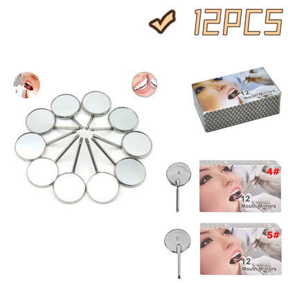 Dental Mirror Stainless Steel Mouth Mirror Dental Hygiene Kit Instrument Dental Reflector Dentist Tools.