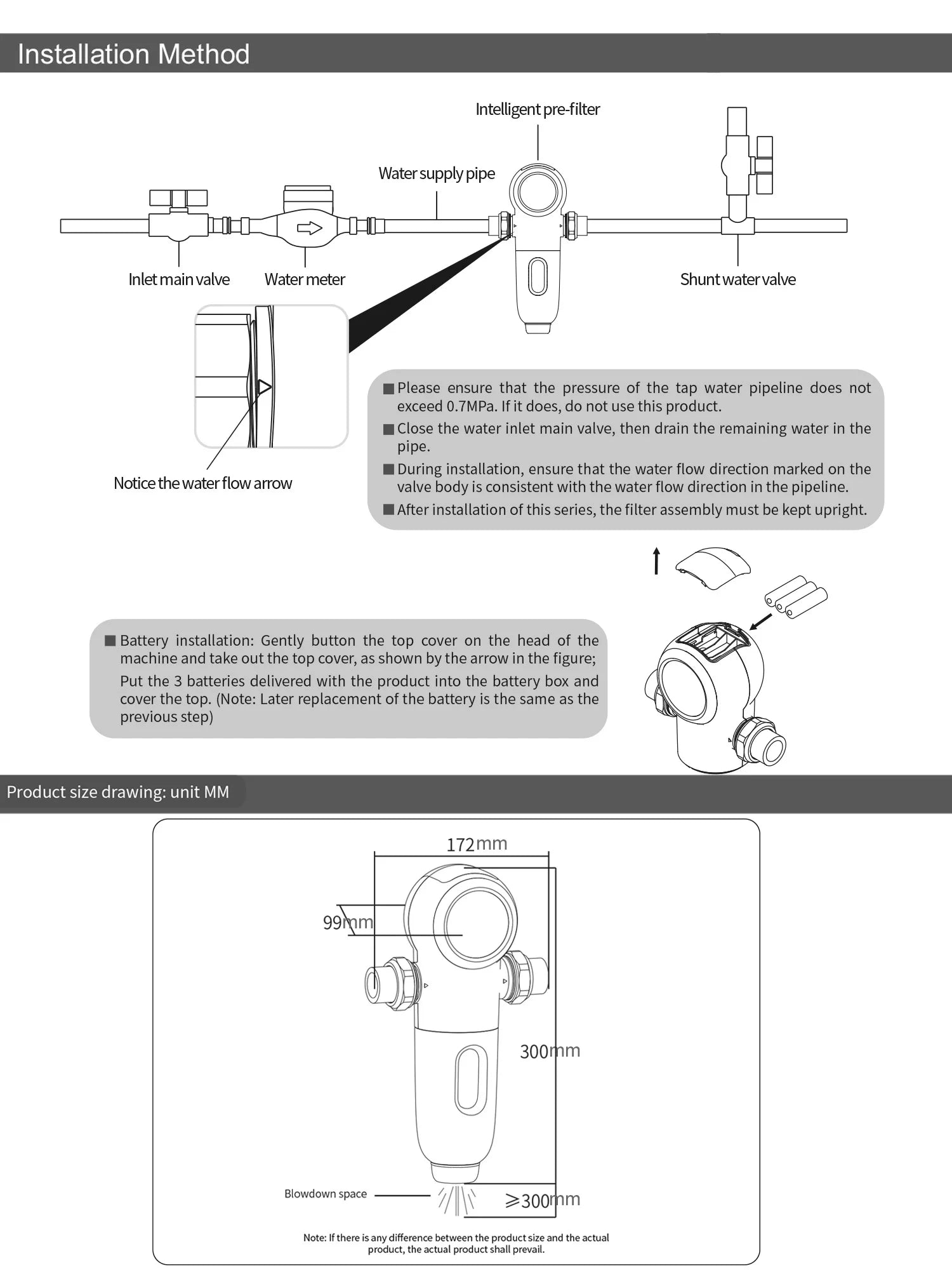 ALTHY Automatic Rotary Backwash Pre filter System Whole House Spin Down Sediment Water Filter Purifier Stainless Steel Mesh.