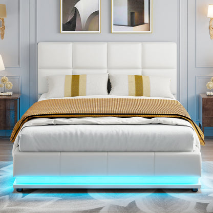 Rosahqnda Hydraulisches Stauraumbett, Funktionsbett mit viel Stauraum, Doppelbett mit Kopfteil,Kunstleder