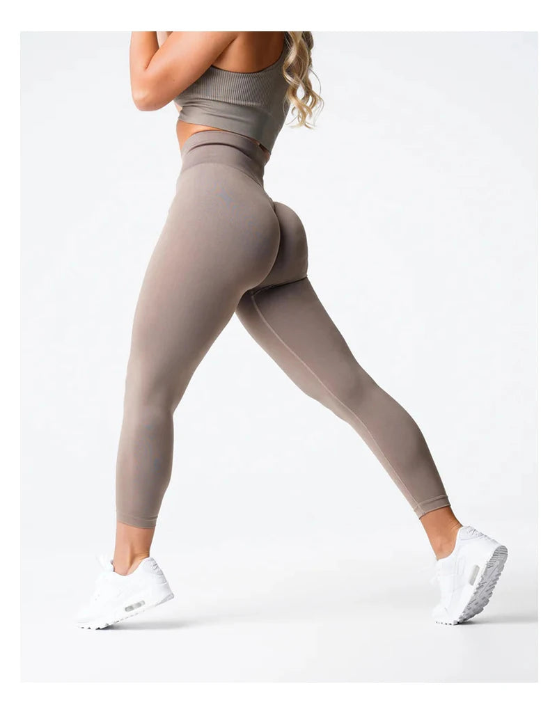 TKITK Solid Leggings Women Seamless Sports  Scrunch Bum Tights cycling shark pants Yoga shorts Gym navigation nv Workout wear.