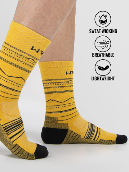 WRELS Merino Wool Socks Hiking Running Socks Soft Lightweight Shock Absorption Damping Mid-Calf Breathable Ankle Cycling Socks.