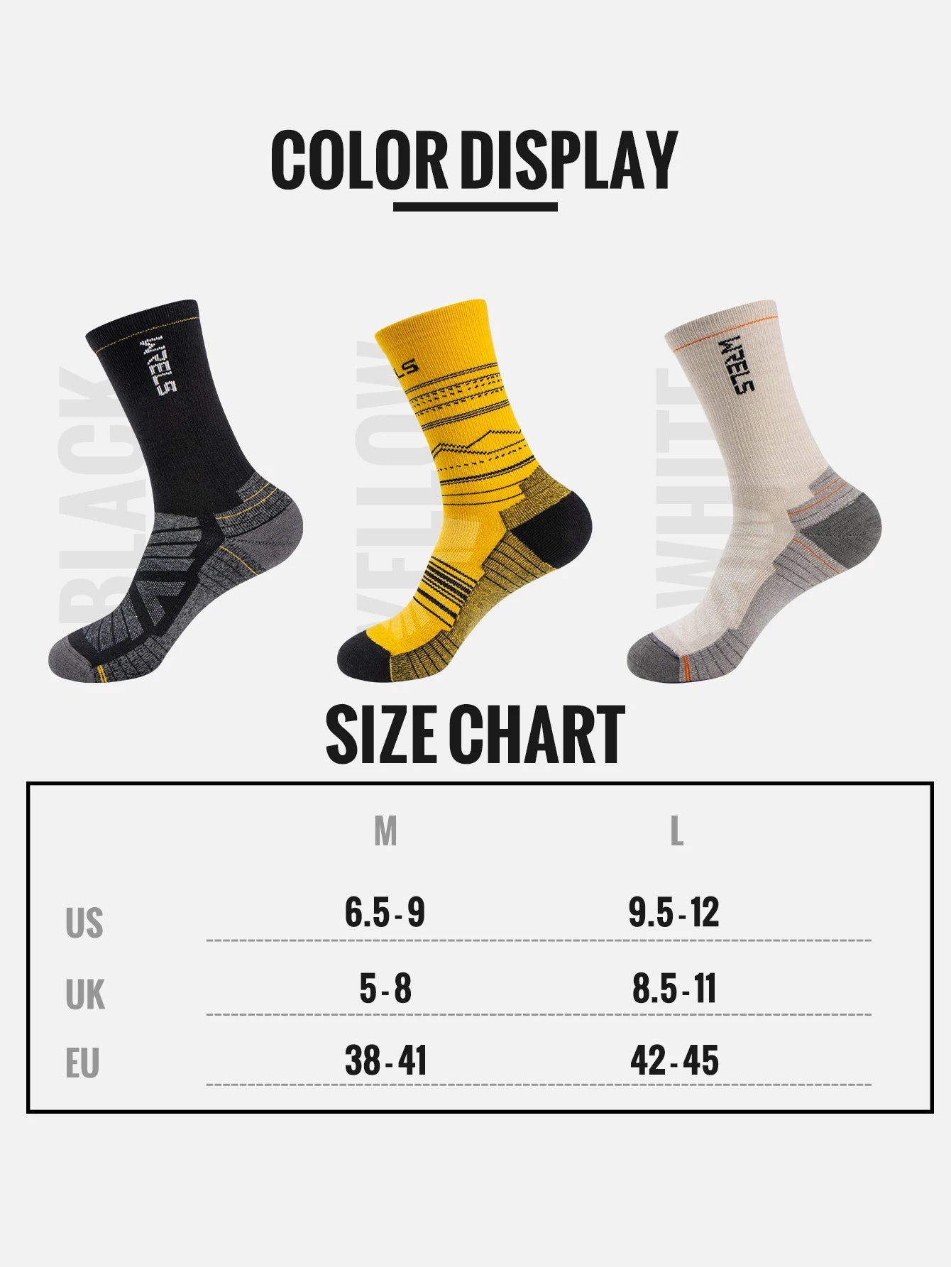 WRELS Merino Wool Socks Hiking Running Socks Soft Lightweight Shock Absorption Damping Mid-Calf Breathable Ankle Cycling Socks.