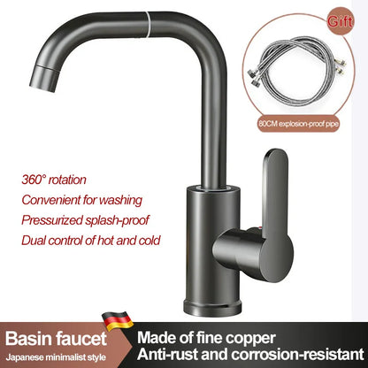 Copper universal faucet, washbasin, bathroom, cold and hot water, household washing, washing, vegetable washing, washbasin, fauc