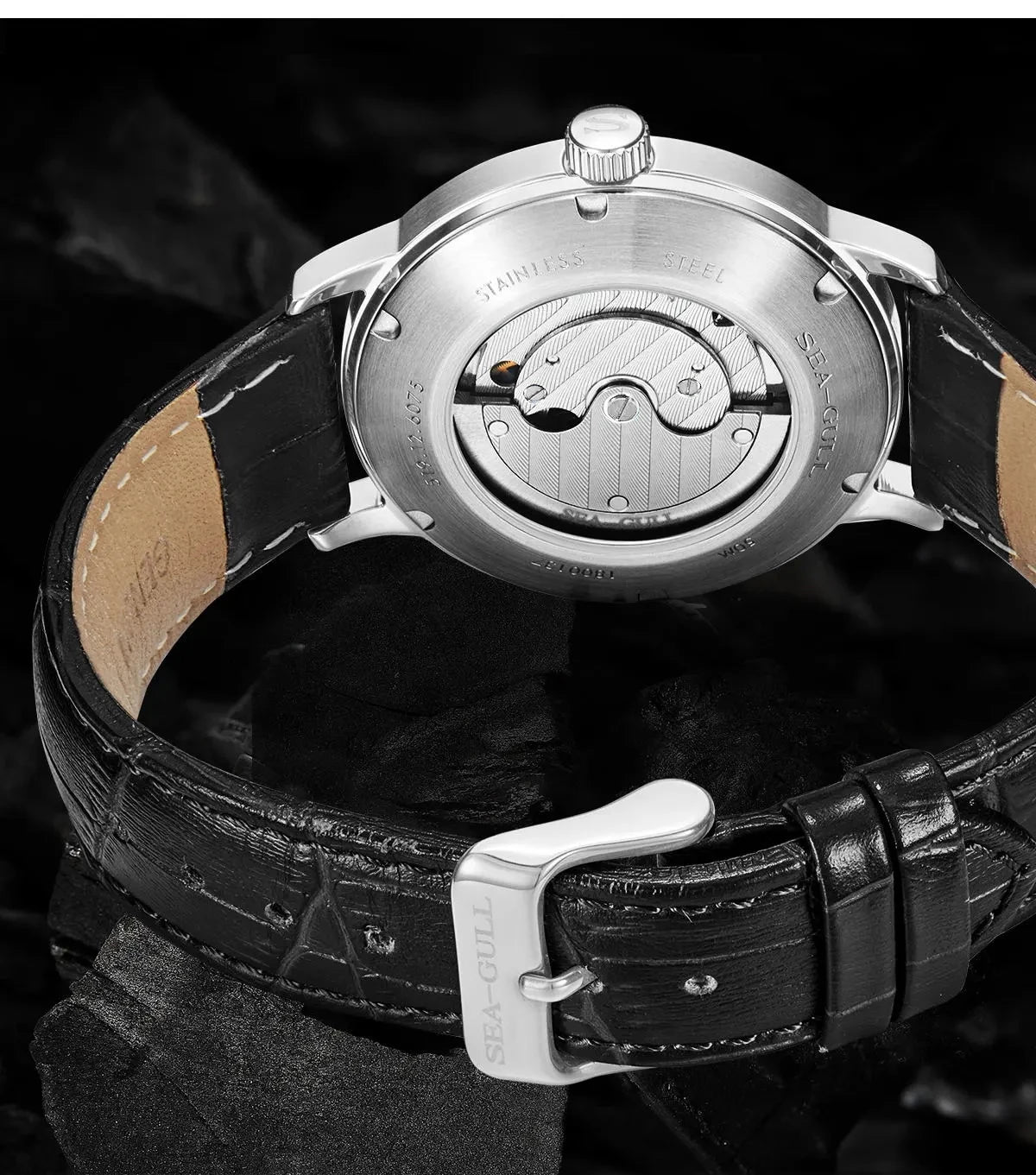 Seagull New Business Watch Men's Mechanical Wristwatches 50m Waterproof Leather Valentine Male Watches relogio masculino 6075.