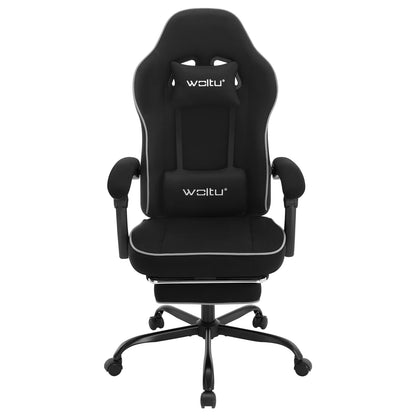 WOLTU Drehbarer Gamer-Stuhl, Gaming-Stuhl, ergonomischer Büro-Computerstuhl mit Lendenkissen, Fußstütze