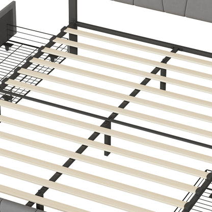 ROSAHQNDA Modernes Doppelbett, Polsterbett mit 4 Schubladen, Samt, verstellbares Kopfteil, Doppelbettgestell, ohne Matratze