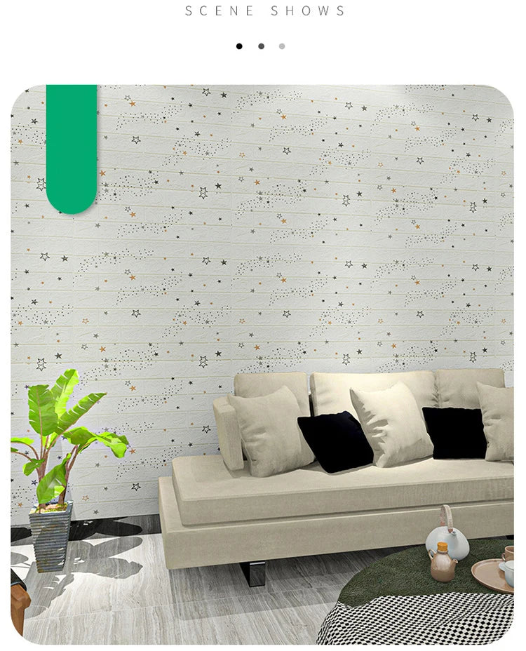 70cmx1m 3D Wall Sticker Faux Brick Bedroom Home Decor Waterproof Self Adhesive Wallpaper Living Room TV Background Decoration