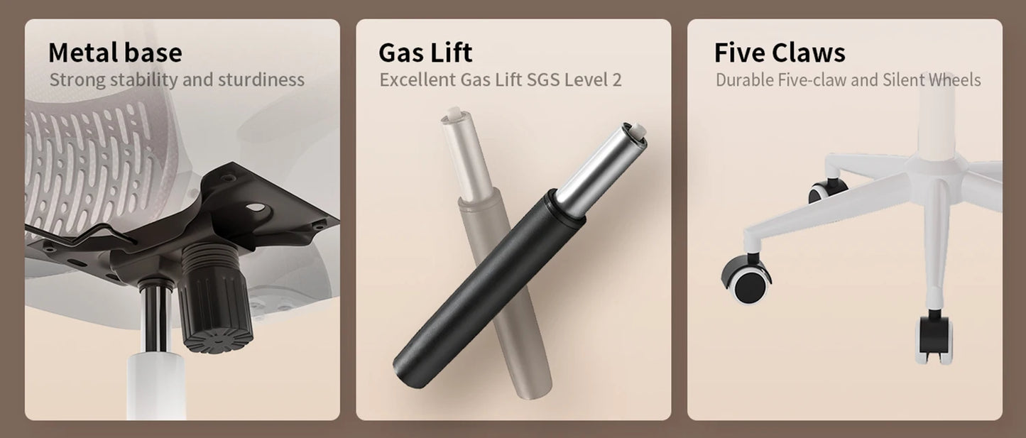 Naspaluro Ergonomic Office Chair Desk Chair with 90° Folding Armrests Lumbar Support Breathable Mesh Padding for Home Office