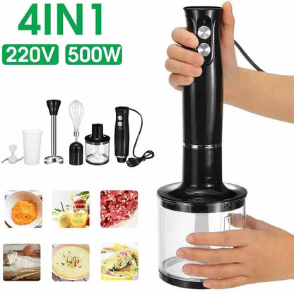 4 in 1 Household Electric Mixer Handheld Kitchen Food Mixer Multifunctional Adjustable 500W Egg Cream Dough Bread Mixer Grinder.
