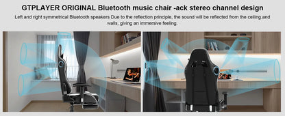 GTPLAYER Gaming Stuhl mit Fußstützen Bluetooth Lautsprecher Musik Stuhl Ergonomischer Computerstuhl Schreibtischstuhl