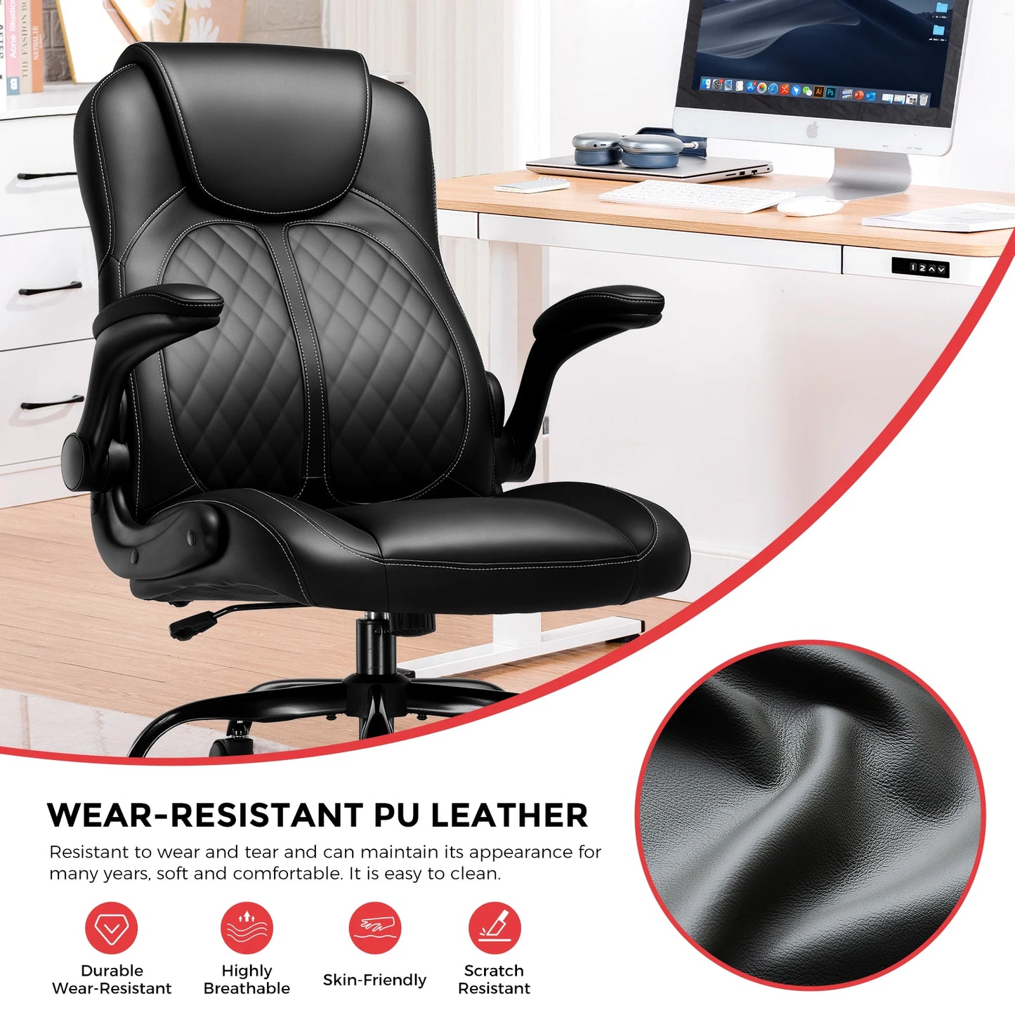 GTPLAYER Gaming Stuhl mit hochklappbarer Armlehne, Gamer Stuhl mit Schaukelfunktion, Ergonomischer Computer Gaming Stuhl