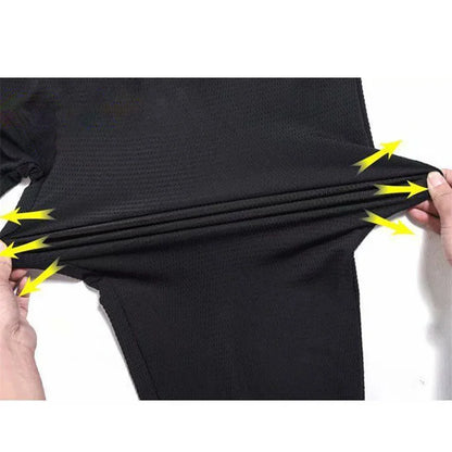 Men's Hollow Out Ice Silk Pants Mesh Breathable Casual Thin Quick Dry Pant Loose Elastic Beam Feet Pants Sports Fitness Trousers.