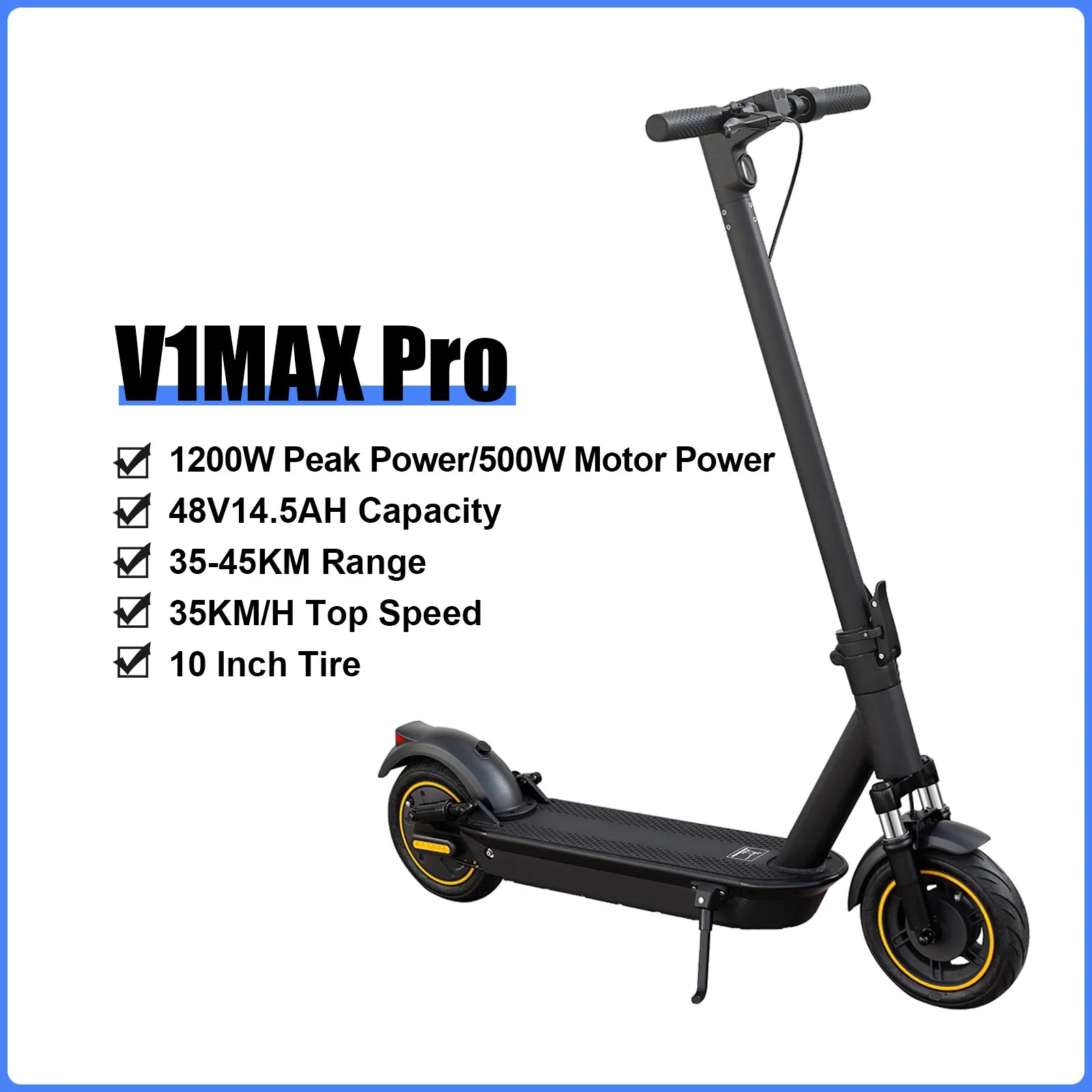 AOVOPRO V1MAX PRO 1200W Electric Scooter 45KM Max Range 35KM/H 500W Motor Power 42V14.5AH Folding Electric Scooter for Adults.
