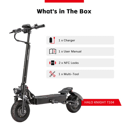 HALO KNIGHT T104 2400W Adult Electric Scooter 65KM/H Powerful Fast Scooter 52V 21Ah Folding Dual Motor E Scooter Cheap Escooter.