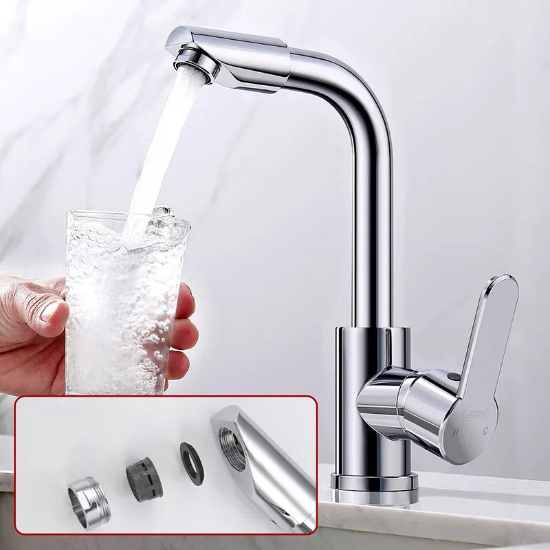 360° Rotating Basin Faucet Kitchen And Bathroom Dual-use Hot and Cold Water Faucet Splash-proof