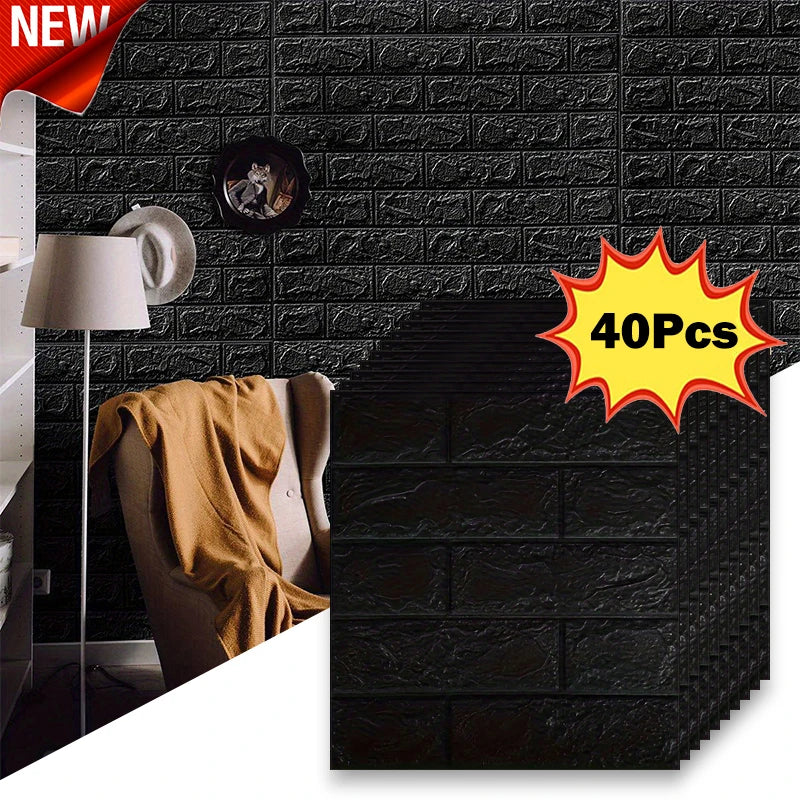 40Pcs 38.5X35cm Imitation Brick Wallpaper Self-adhesive Waterproof Moisture-proof Living Room Bedroom Wall Decoration