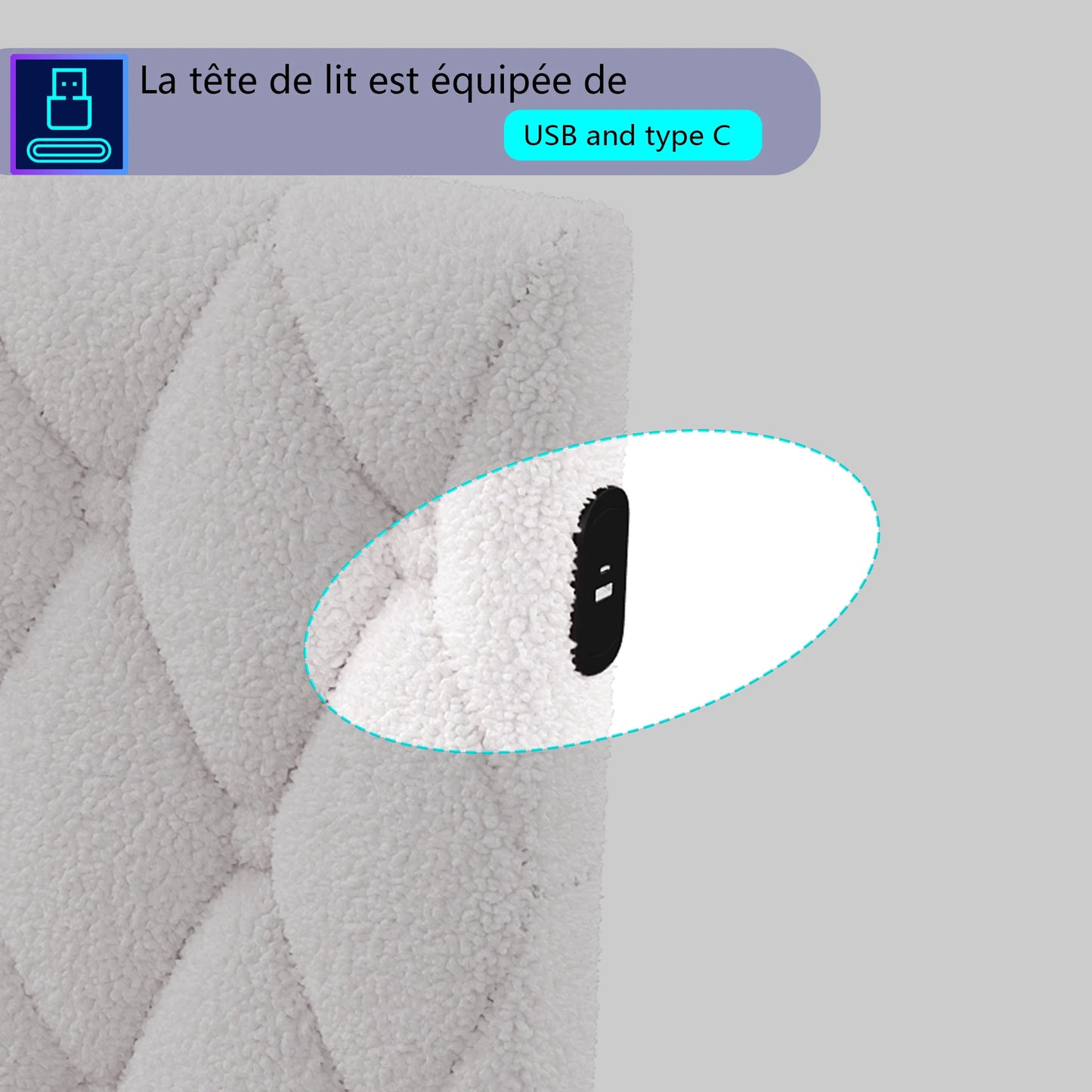 ROSAHQNDA Schlafsofa 140*200cm, modernes LED-Doppelbettgestell mit USB-Ladeanschlüssen, komfortables Plüschmaterial, ohne Matratze