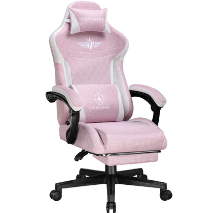 GTPLAYER Gaming Stuhl, Ergonomischer Gamer Stuhl aus Kunstleder-Stoff mit Lendenwirbelstütze, PC-Stuhl mit verbreiterter Rückenl