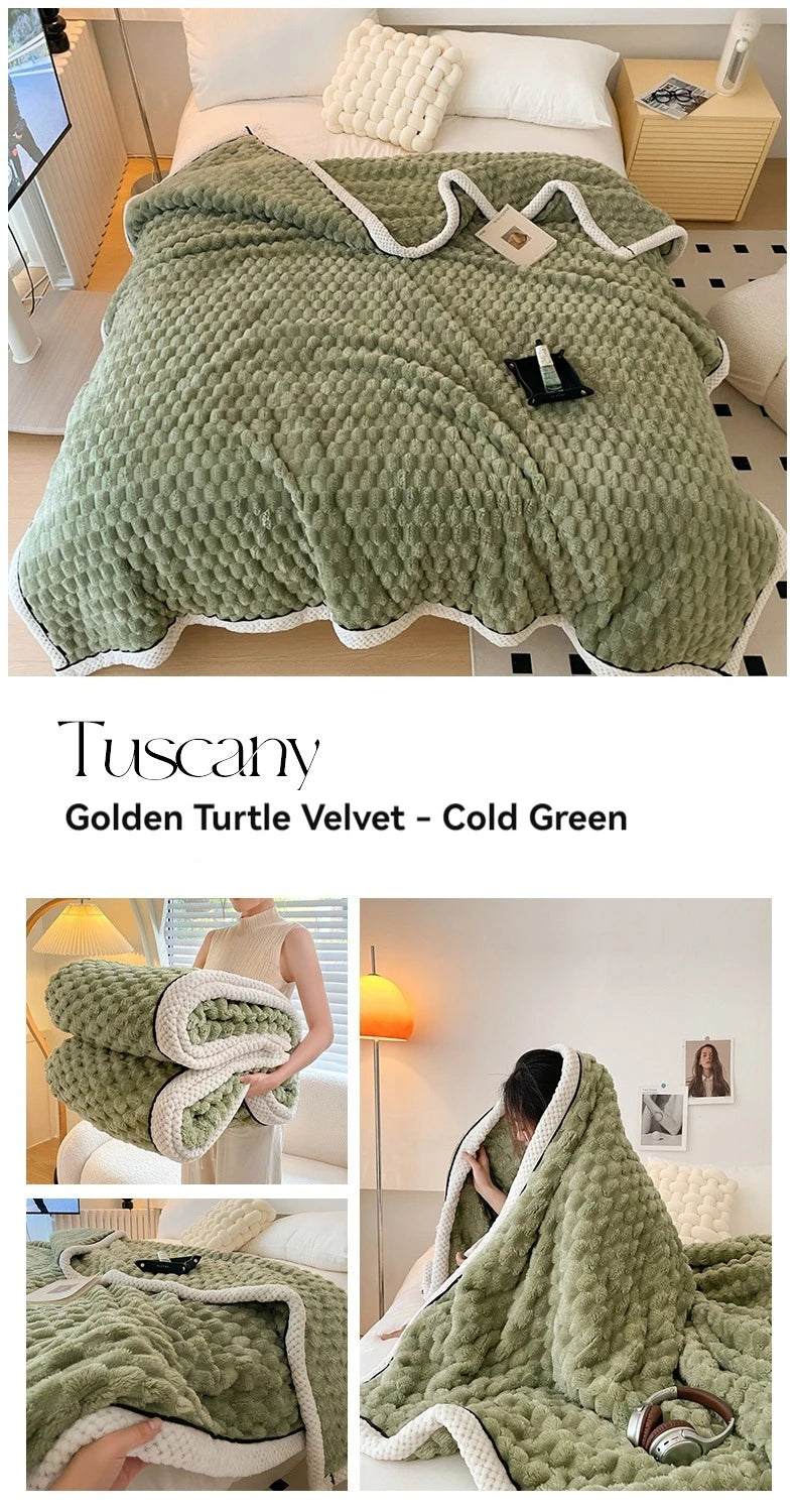 Turtle Velvet Autumn Winter Warm Sleeping Blanket Soft Comfortable Flannel Fleece Blankets for Bed Cozy Fluffy Warmth Blanket