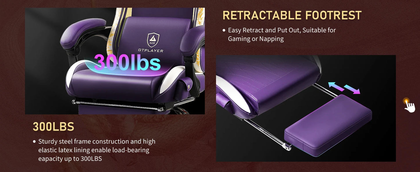 GTPLAYER Gaming Stuhl Gamer Stuhl mit Bluetooth-Lautsprechern und Fußstütze, Dragon Series Bürostuhl, Ergonomischer Gaming-Stuhl