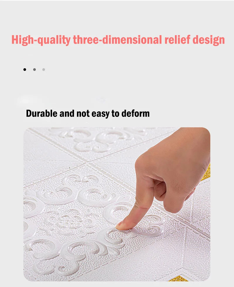 10Pcs 70x70cm Big Size Ceiling Wallpaper 3D Brick Waterproof Wall Stickers Foam Self-Adchive Wall Decoration